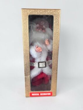 Vintage Musical Santa Figurine Animated Christmas Decor Gift in Box